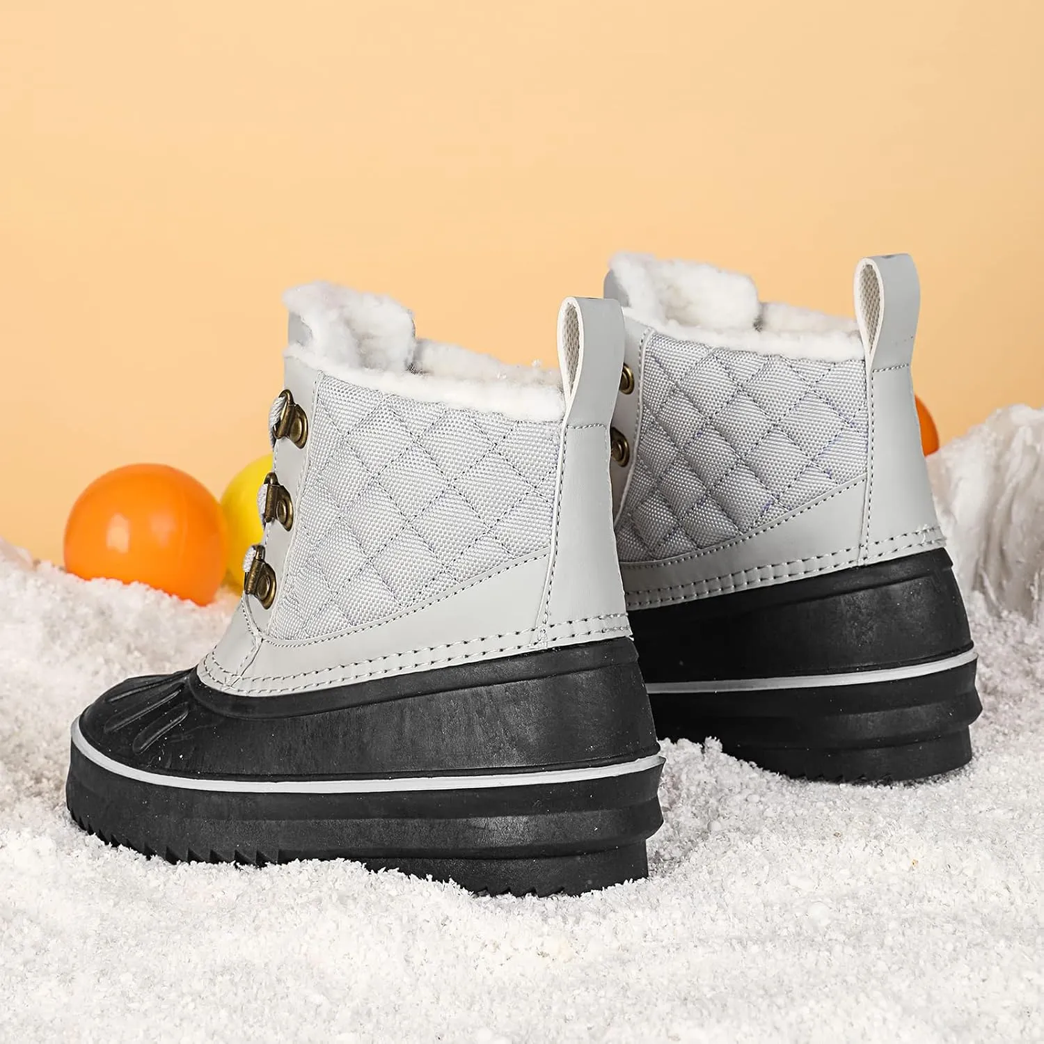 CERYTHRINA Unisex-Child Bootie Snow Boot Duck Girls and Boys Lace Up Rain Duck Boots