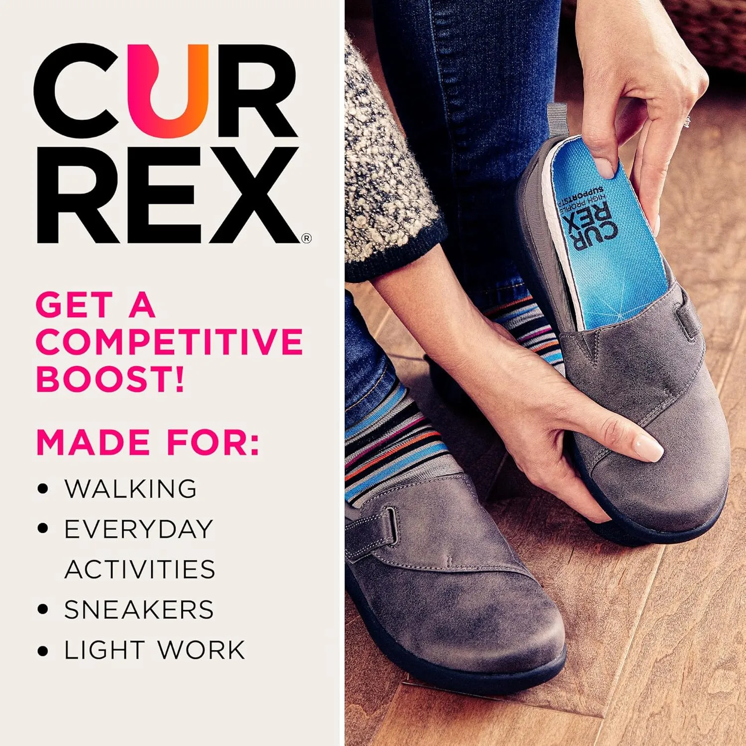 CURREX SupportSTP – Arch Support Insole w/Superior Cushioning & Airflow, Heavy Duty Shell for Less Fatigue – Comfort, Athletic, Casual and Work Shoe Inserts, Men & Women – Low Arch, Large