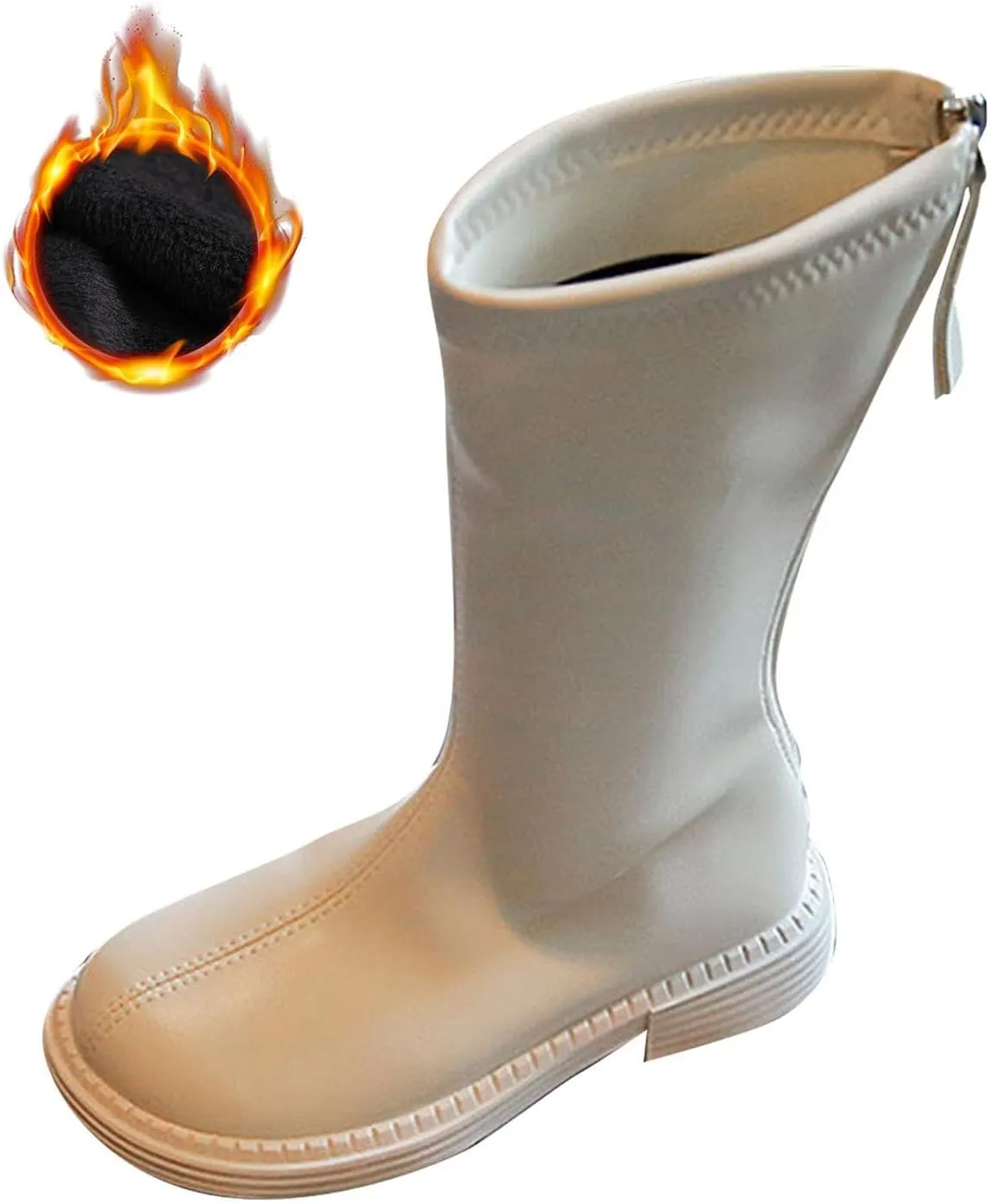 Girls Kids Leather Soft Boots Mid Length Zipper aterproof ow Heel Non Slip Shoes Outdoor Childrens Ankle Fashion