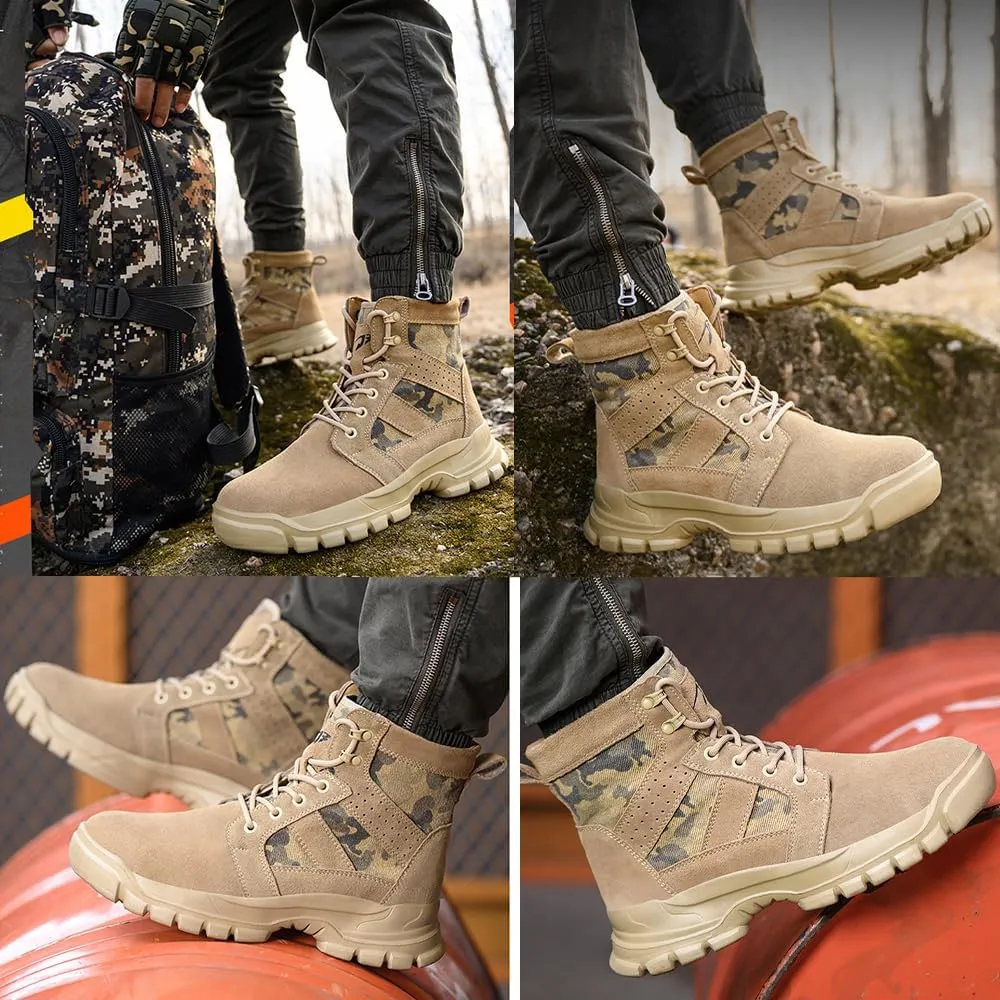 High-Top Safety Work Shoes for Men - Steel Toe, Puncture & Smash Resistant, Wear-Resistant, Anti-Skid, Air Cushioned Protection Sneakers for Outdoor & Heavy Duty Jobs
